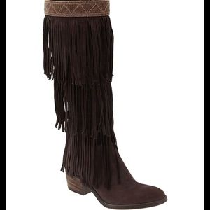 Donald J Pliner Fringe Suede Cowboy Boots